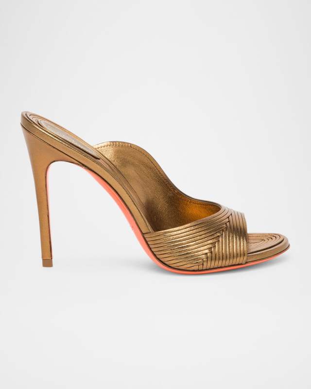 Serpentine Metallic Asymmetrical Slide Sandals